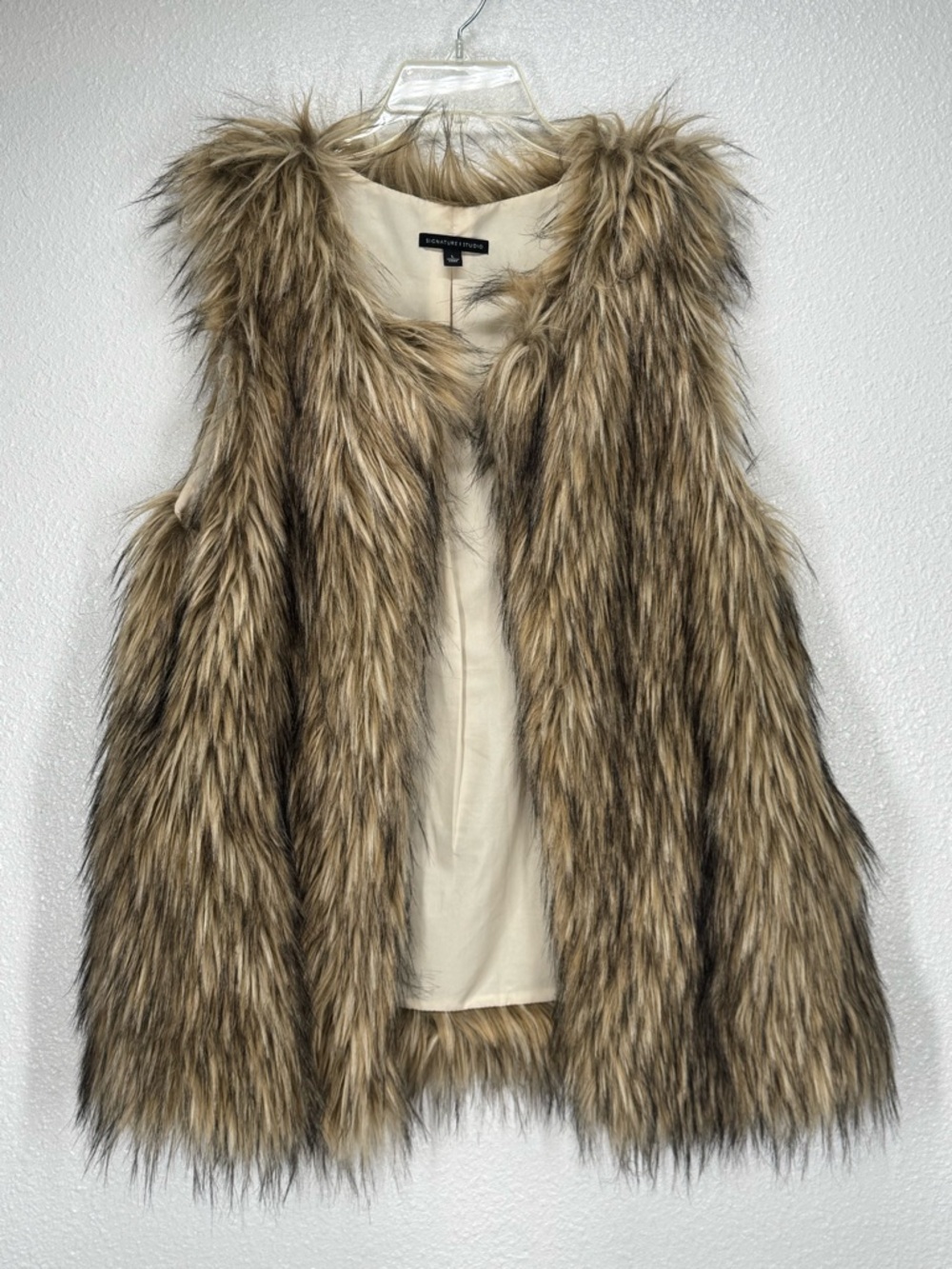 Signature Studio Faux Fur Vest Tones of Brown & Black Large